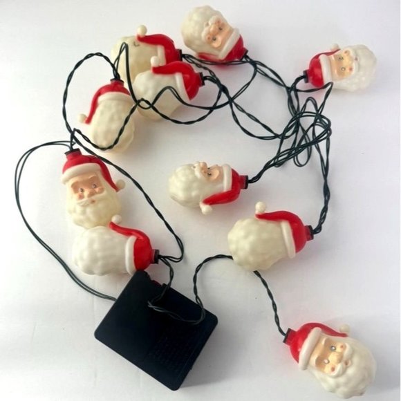 Gemmy Blow Mold Christmas Santa String Light Set Battery Operated Set of 10 - Picture 3 of 11